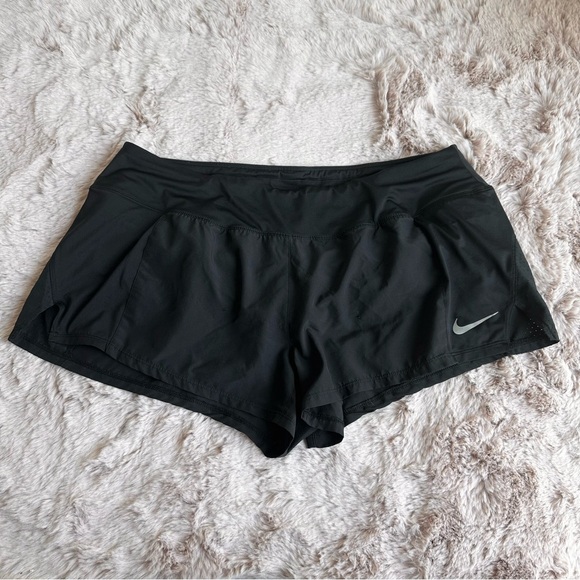 Nike Black Dri Fit Shorts with Mesh Details/ Reflective Logo & Adjustable Waist - Picture 1 of 7